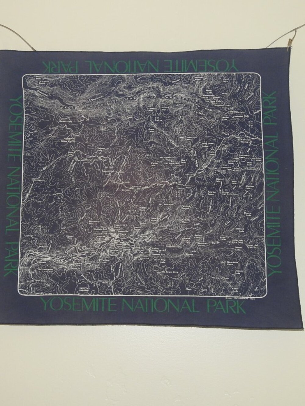 Vintage Yosemite  Map Cotton Souvenir Scarf/bandana